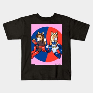 AK Girl and Wondervixen: Coffee and Chill (Joshystar) Kids T-Shirt